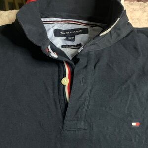 Tommy Hilfiger Men's Dark Blue Polo with Red Accents